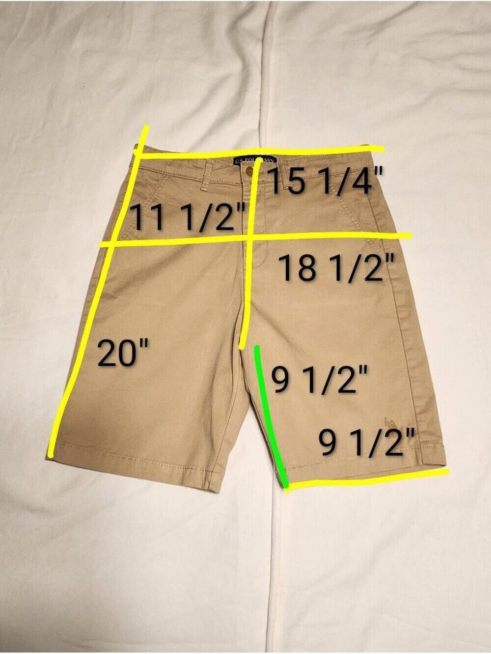 U.S. Polo Assn. Chino Twill Flat Front Fly Zip Khaki Shorts Tan Boy's 18 - Picture 9 of 9